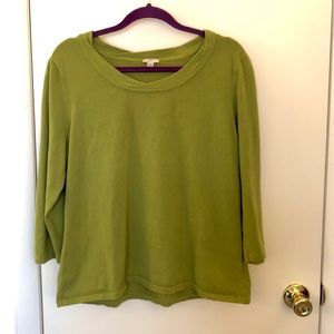 Olive green 3/4 sweater.